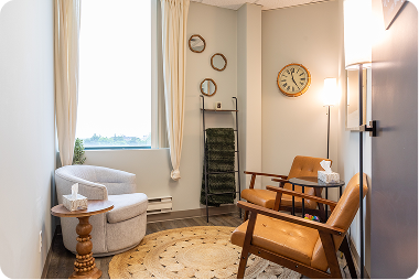 Intimate and softly lit space for focused one-on-one sessions.