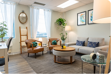 Therapy rooms for Therapists at Nurturing Wellness Centre Spacious collaborative setting for workshops and group sessions.