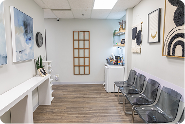 Therapy rooms for Therapists at Nurturing Wellness Centre Quiet, thoughtfully designed reception space for clients in Mississauga