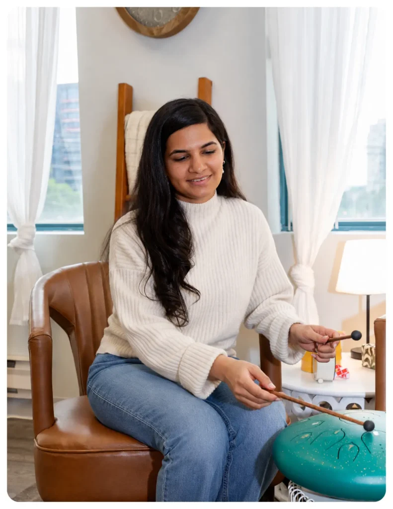 Music therapy session using sound and rhythm for emotional support